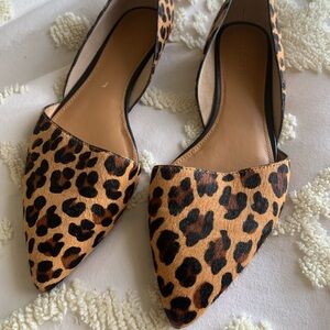 Women’s J. Crew Zoe D’Orsay Calf Hair Leopard Flat, Size 9